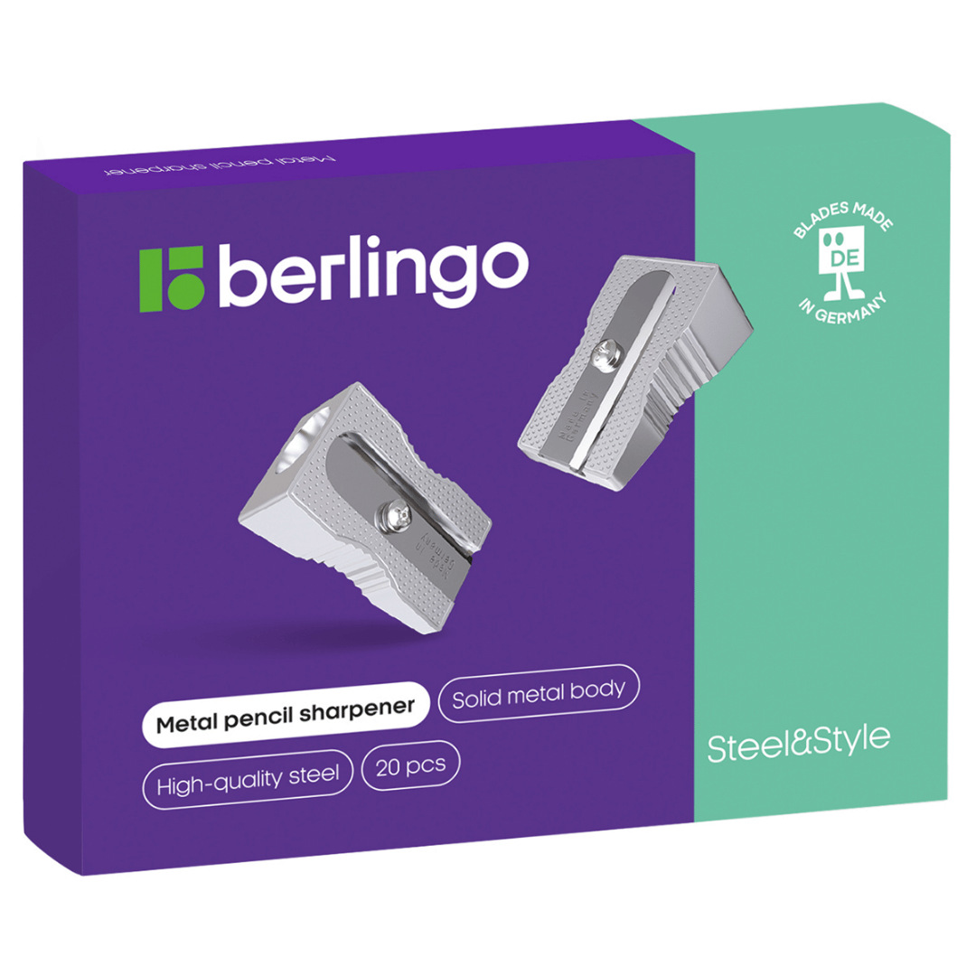 Точилка Berlingo "Steel&Style", клиновидная, с одним отверстием, серебристый, цена за штуку / Точилки №2 oe.kz Точилка Berlingo "Steel&Style", клиновидная, с одним отверстием, серебристый, цена за штуку / Точилки №2