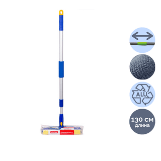 Швабра-окномойка OfficeClean "Professional", длина рукоятки 130 см, телескопическая / Инвентарь для мытья окон