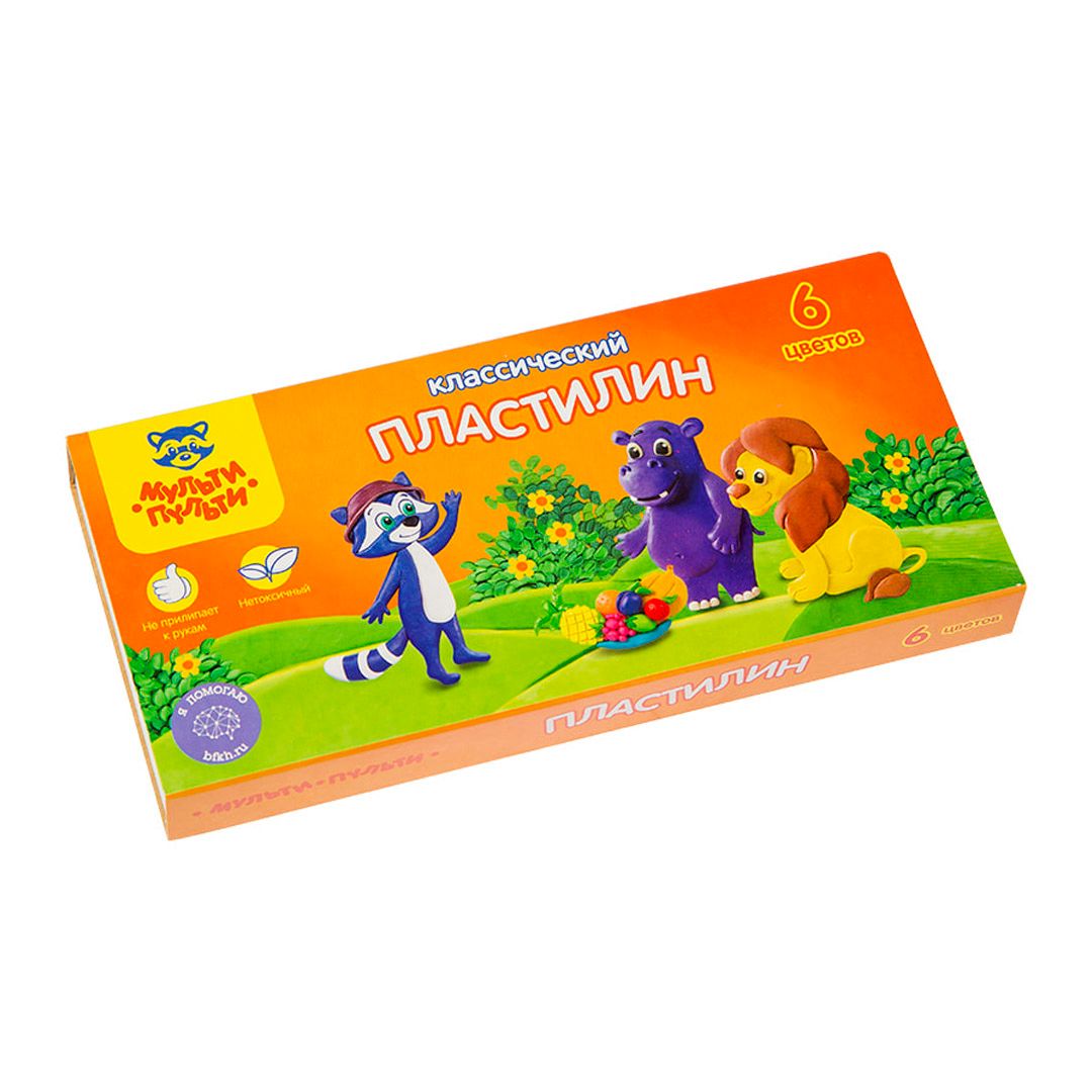 Пластилин Мульти-Пульти "Приключения Енота", 6 цветов, со стеком / Аксессуары для лепки