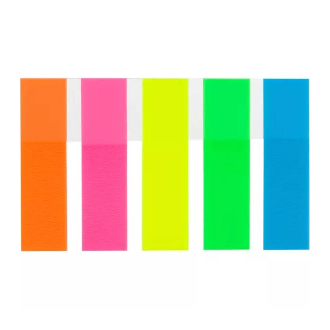 Закладки самоклеящиеся Attache, пластиковые, 45*12 мм, 5 неоновых цветов, 100 листов / Закладки самоклеящиеся №2