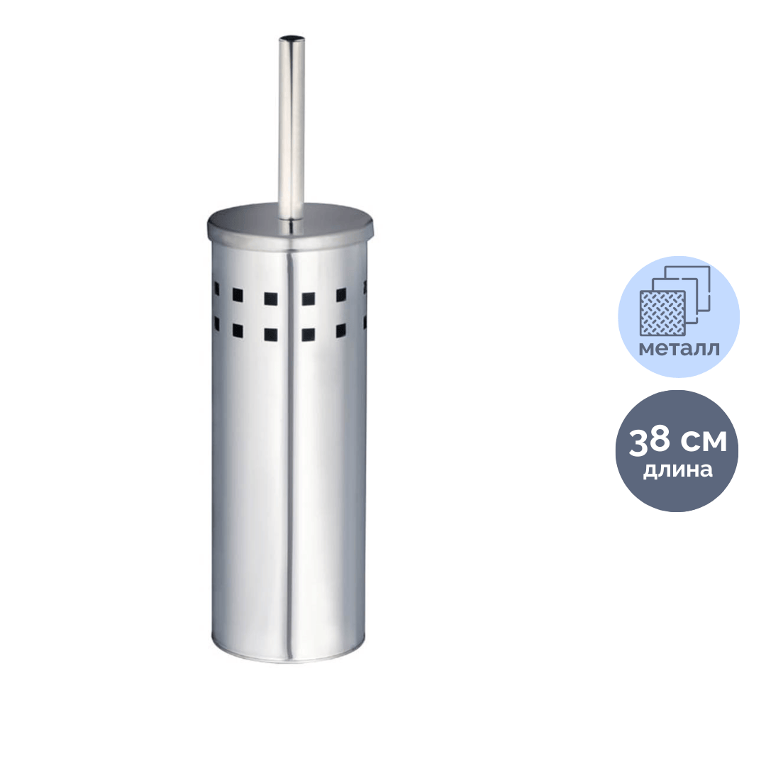 Ершик для туалета OfficeClean, с подставкой, 38*7,5*9,7 см, нержавеющая сталь, хром / Веники, щетки, совки