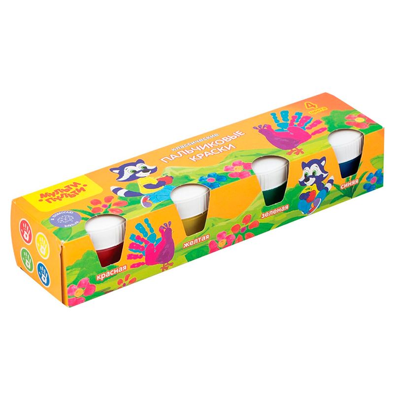 Пальчиковые краски Мульти-Пульти "Приключения Енота", 4 цвета, 140 мл / null №2 oe.kz Пальчиковые краски Мульти-Пульти "Приключения Енота", 4 цвета, 140 мл / null №2