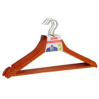 Вешалки для одежды OfficeClean, деревянные, 5 шт в уп., цвет вишня / Вешалки