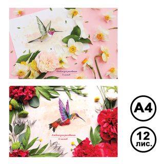 Сурет альбомы А4, ArtSpace "Колибри", 12 парақ, қапсырмада / Сурет салуға арналған альбомдар