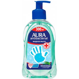 Жидкое мыло Aura "Антибактериальное. Экстракт алоэ", с дозатором, 300 мл / Жидкое мыло