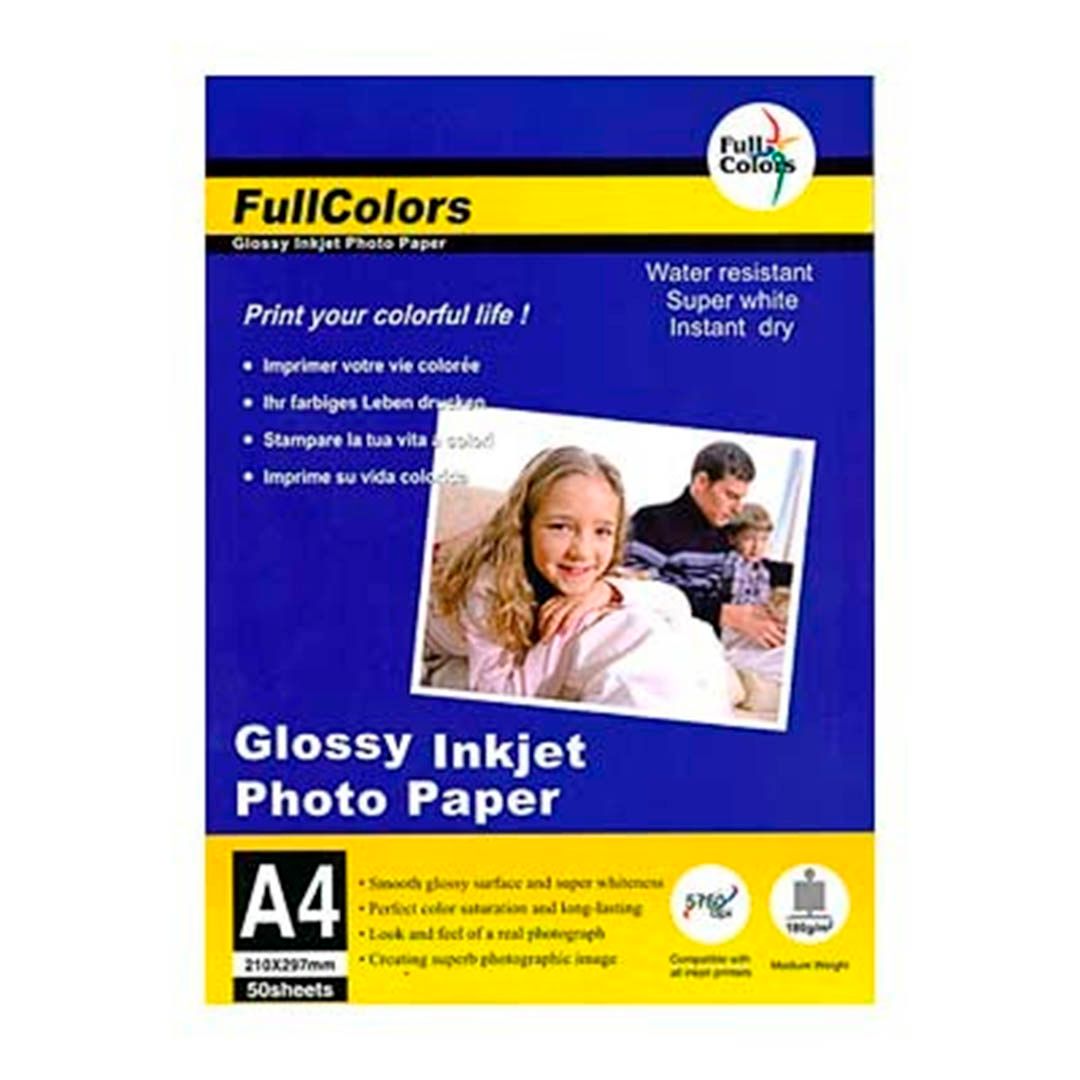 Фотобумага FullColors, A4 формат, 180 г/м2, 50 листов, глянцевая / Фотобумага