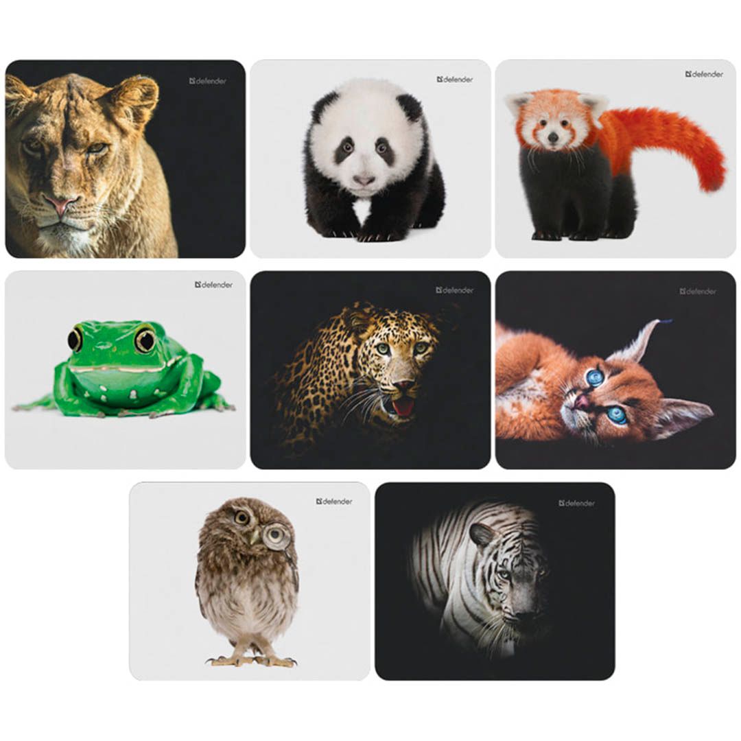 Коврик для мыши Defender Wild Animals, ассорти, резиновая основа, 220*180*2 мм / Коврики для мыши