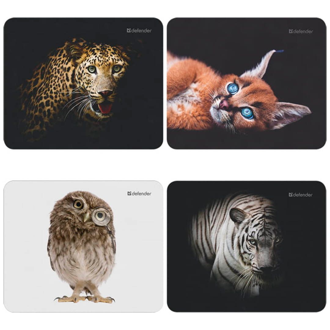 Коврик для мыши Defender Wild Animals, ассорти, резиновая основа, 220*180*2 мм / Коврики для мыши №3