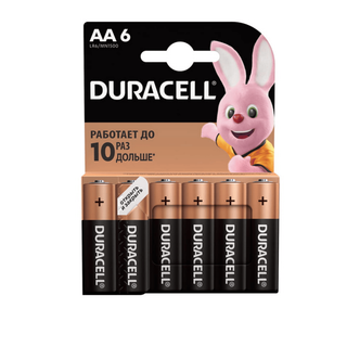 Батарейки Duracell пальчиковые AA LR6/MN1500,1.5 V, 6 шт./уп., цена за упаковку / Батарейки