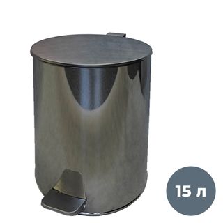 Ведро-контейнер для мусора Титан, 15 л, с педалью, круглое, металл, хром / Контейнеры и ведра для мусора
