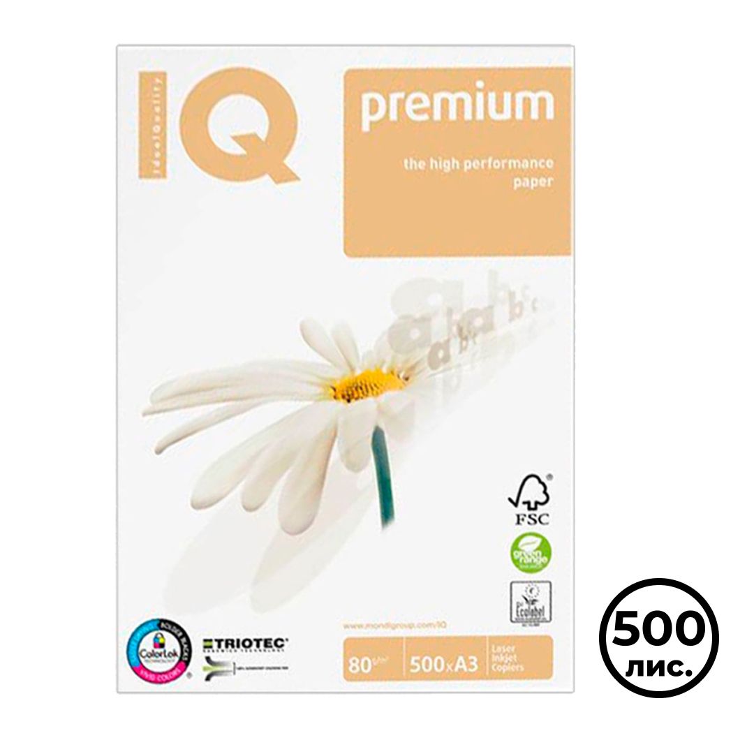 IQ Premium қағазы, А3, 80 гр/м2, 500 парақ