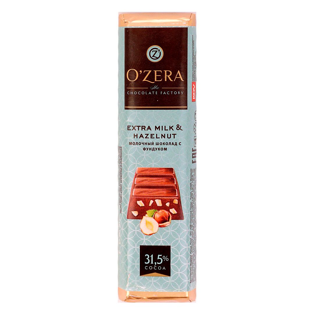 Шоколадный батончик O`Zera "Extra milk & Hazelnut", 42 гр / Шоколад