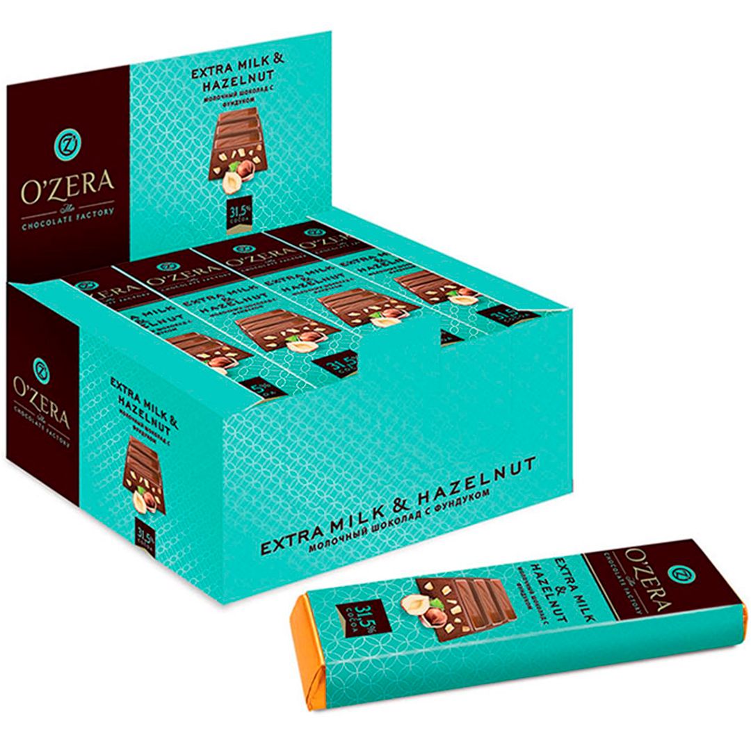 Шоколадный батончик O`Zera "Extra milk & Hazelnut", 42 гр / Шоколад №2