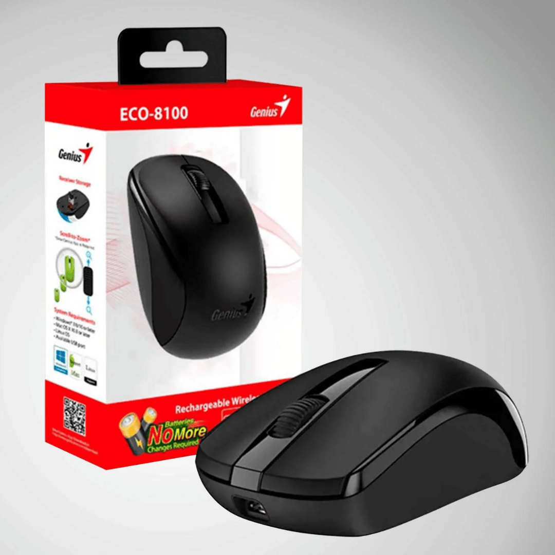 Оптикалық сымсыз тінтуір Genius ECO-8100, 3 батырма, 1600 dpi, USB, қара / Сымсыз тінтуірлер №4