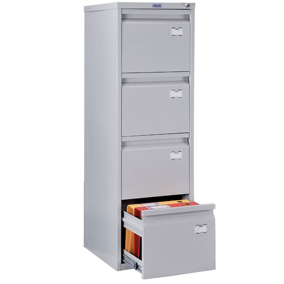 Картотечный шкаф Промет "Практик А-44", 4 ящика, 408*480*1305 мм, для папок формата А4 / Файл-кабинеты