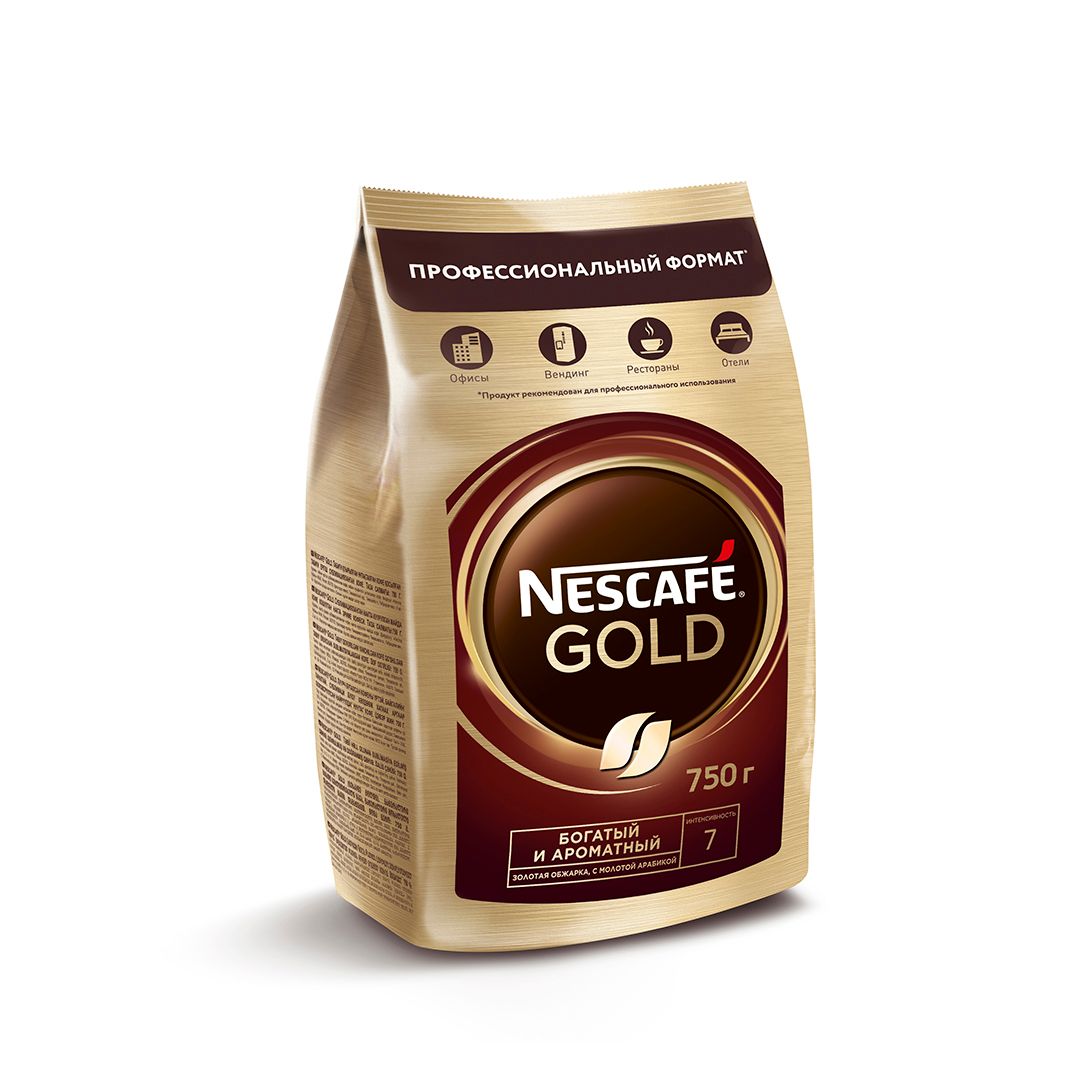 Ерігіш кофе Nescafe Gold, 750 гр, вакуумды қаптама