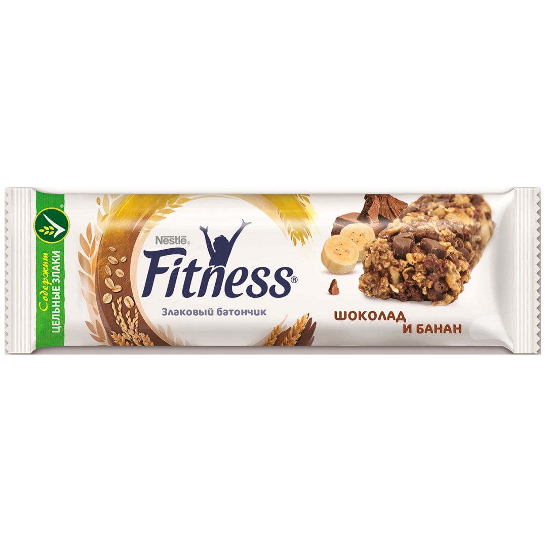 Батончик злаковый Nestle Fitness с шоколадом и бананом, 23,5 гр / Здоровое питание