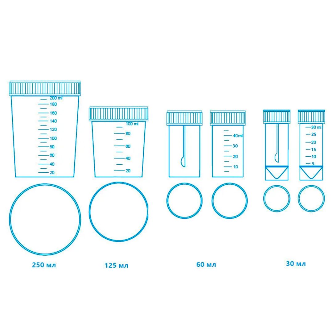 Контейнер для биологического материала 125 мл, с крышкой