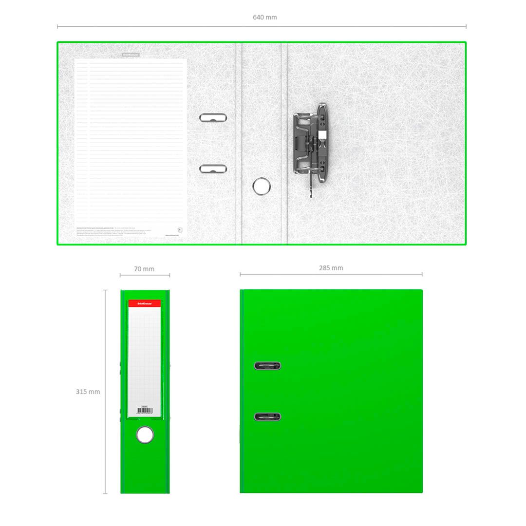 Папка-тіркеуіші Erich Krause Neon, А4, түбіртек ені 70 мм, жасыл