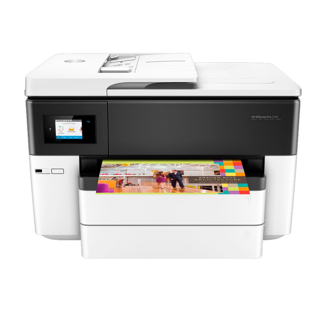 МФУ струйное цветное HP OfficeJet Pro 7740, А3, 4800*1200, 22 стр/мин, без кабеля USB, Wi-Fi / Струйные