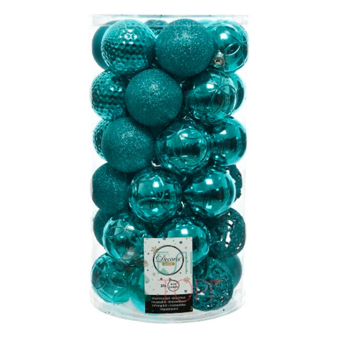 Набор пластиковых шаров, d=6 см, бирюзовый, 37 шт/упак. / Елочные украшения