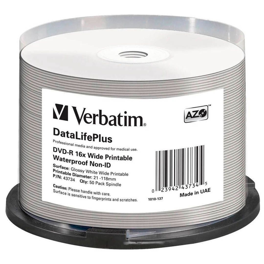 Диск DVD-R Verbatim Waterproof Printable, 4,7 Gb, 16х, 50 шт/упак / Диски CD/DVD