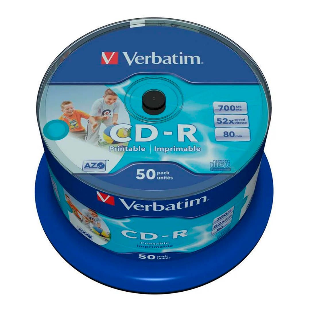 Диск CD-R Verbatim Printable, 700 Mb, 52х, 50 шт/упак / Диски CD/DVD