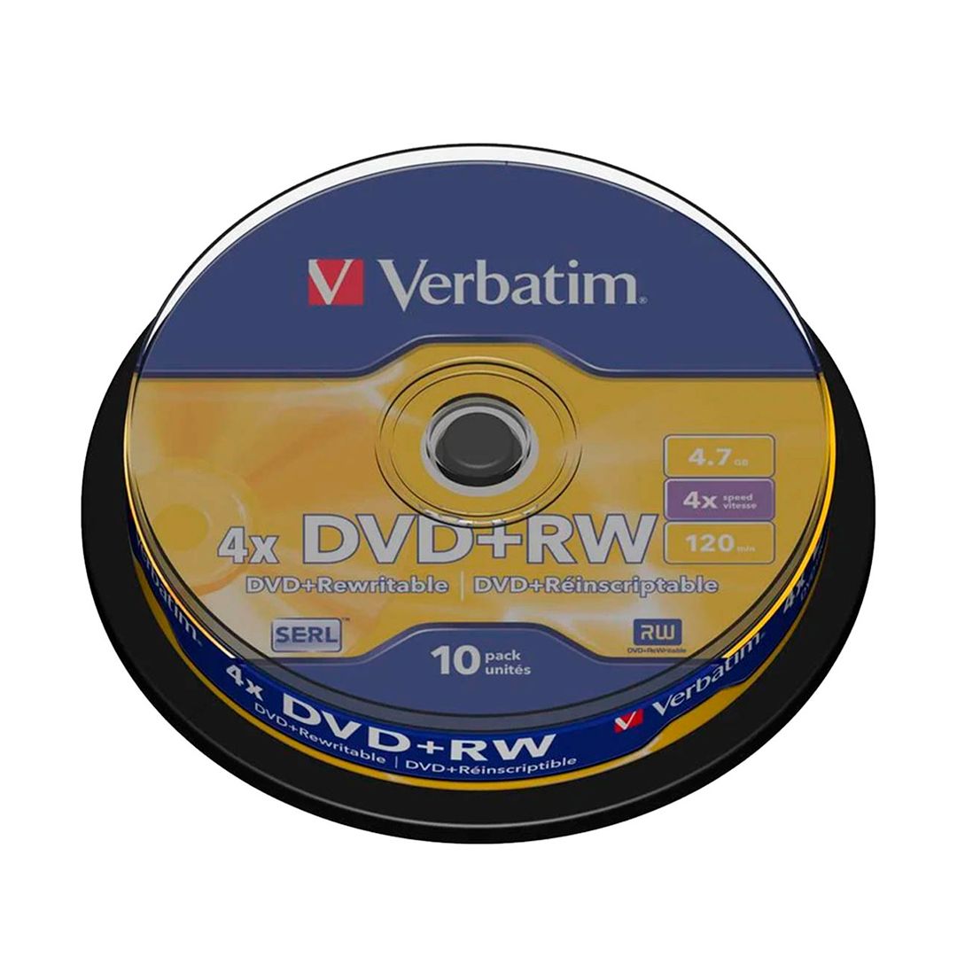 Диск DVD+RW Verbatim, 4,7 Gb, 4х, 10 шт/упак / Диски CD/DVD