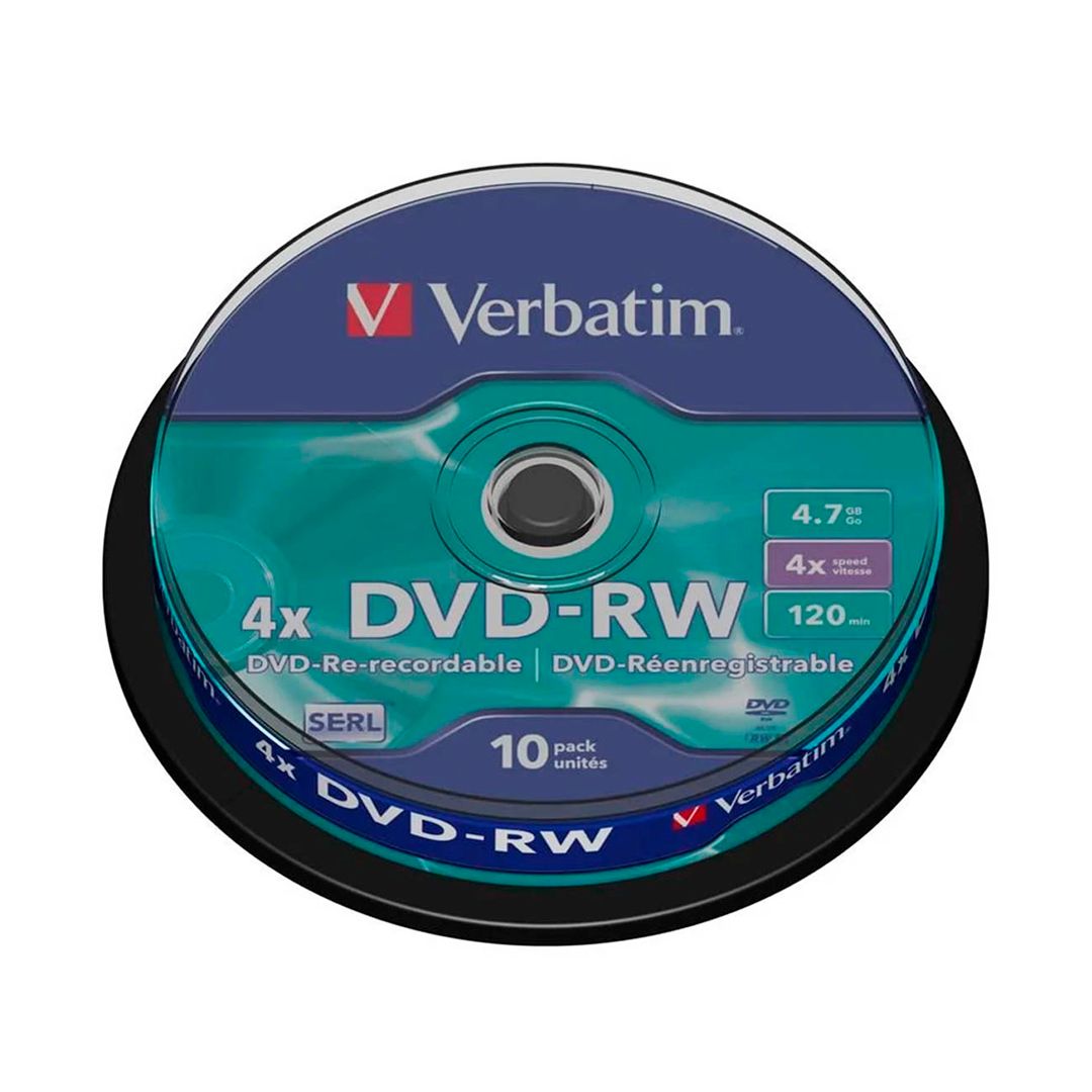 Диск DVD-RW Verbatim, 4,7 Gb, 4х, 10 шт/упак / Диски CD/DVD
