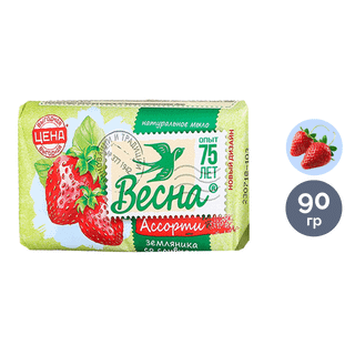 Дәретханалық сабын Весна " Кілегей қосылған құлпынай", 90 гр / Кесек сабындар