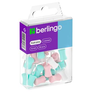 Күштік батырмалар Berlingo, пластик, ассорти, 30 дана/қапт / Тығын тақтаға арналған батырмалар, түйреуіштер