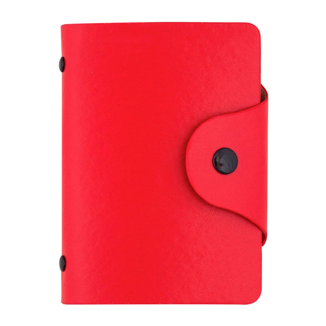 Визитница карманная OfficeSpace на 40 визиток, 80*100 мм, кожзам, кнопка, красная / Визитницы карманные