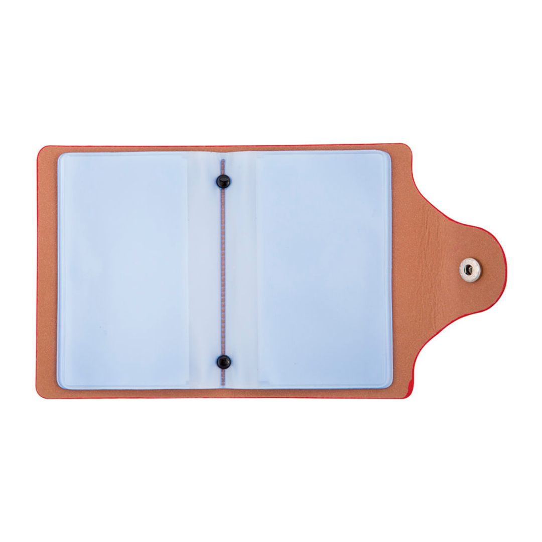 Визитница карманная OfficeSpace на 40 визиток, 80*100 мм, кожзам, кнопка, красная / Визитницы карманные №2