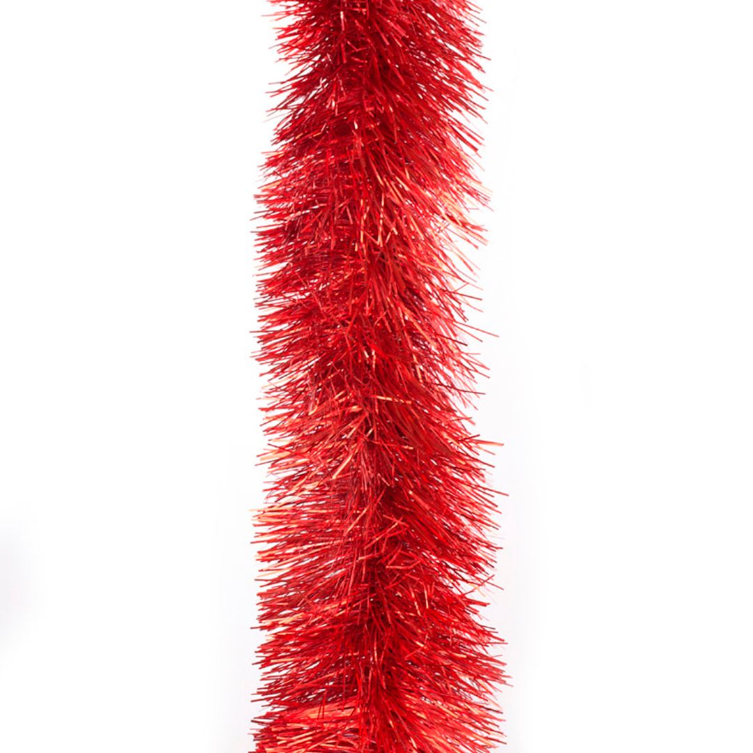 Мишура "Норка 3", 2 м, 100 мм, красная / Елочные украшения