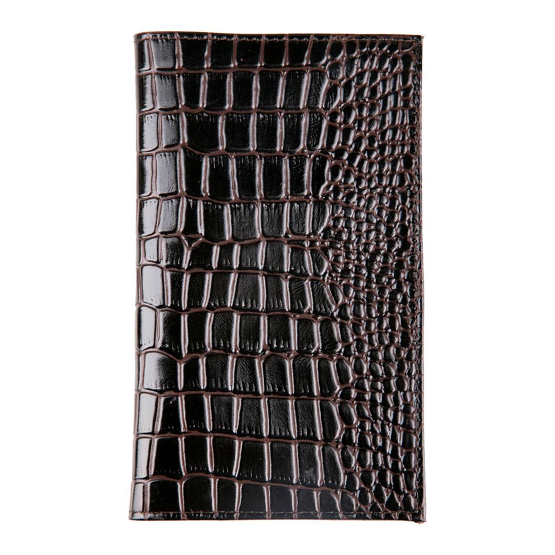 Визитница 3-х рядная OfficeSpace "Croc" на 96 визиток, 110*190 мм, кожа, коричневая / Визитницы настольные