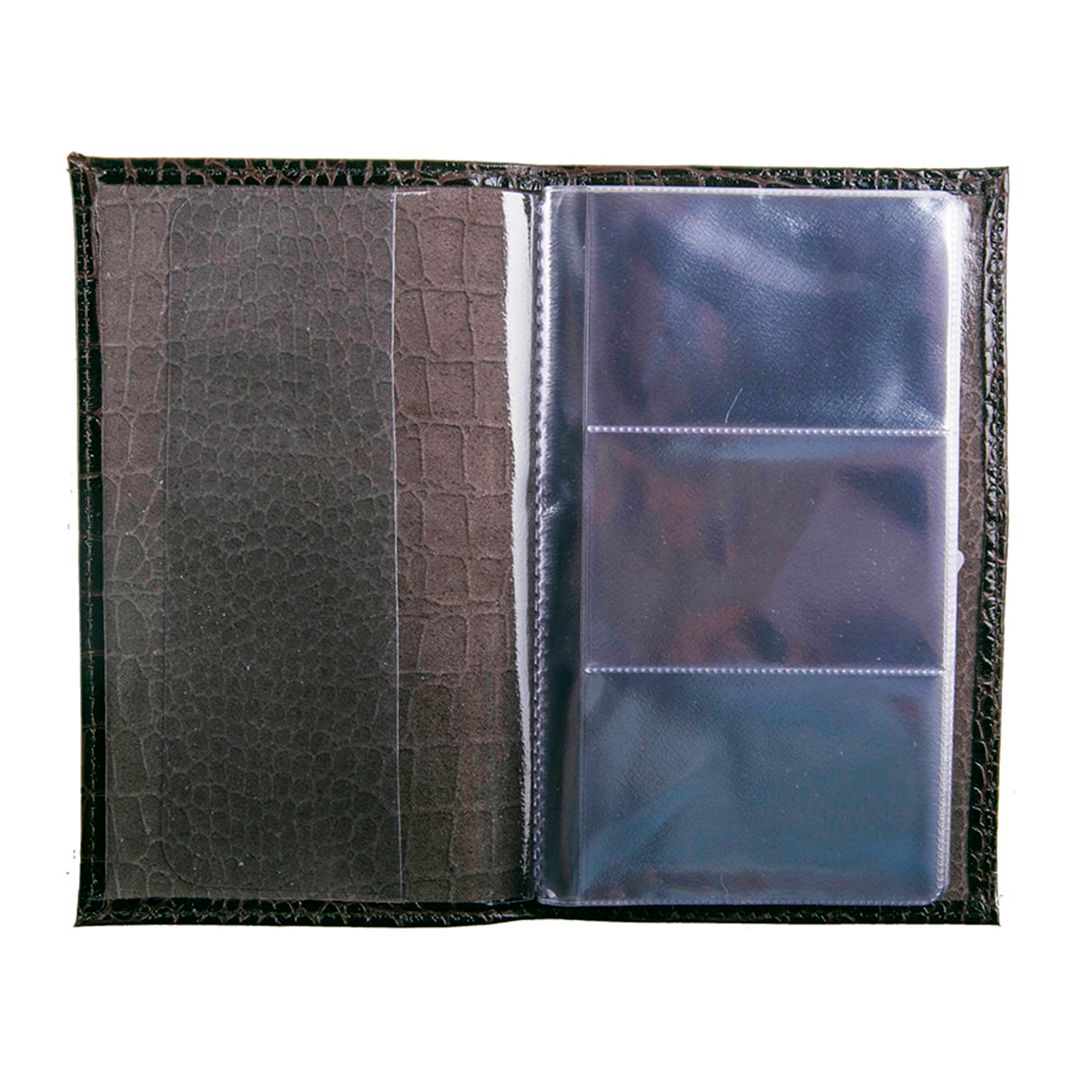 Визитница 3-х рядная OfficeSpace "Croc" на 96 визиток, 110*190 мм, кожа, коричневая / Визитницы настольные №2