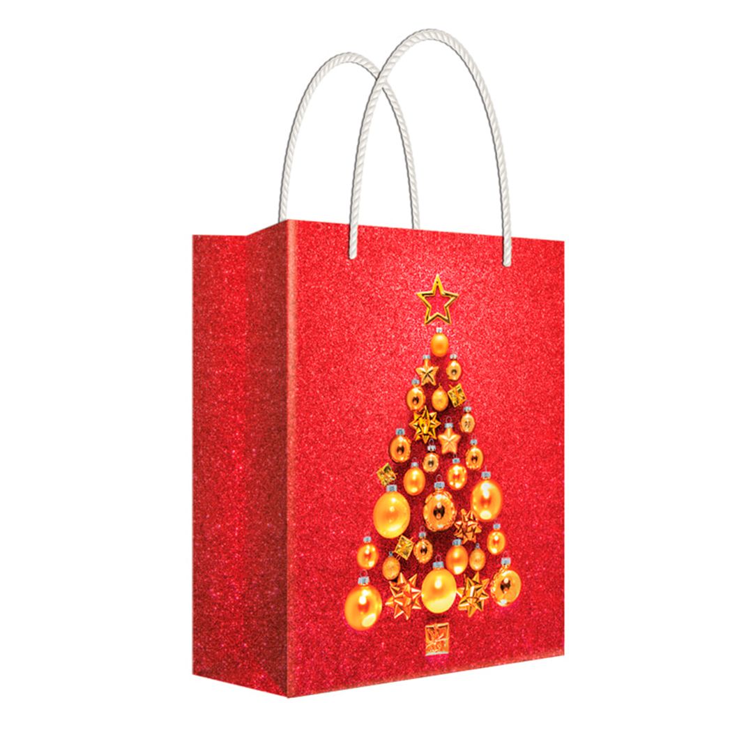 Пакет подарочный Русский дизайн "Елка из игрушек ", размер  11*13,5*6 см, ламинированная бумага / Упаковка подарков