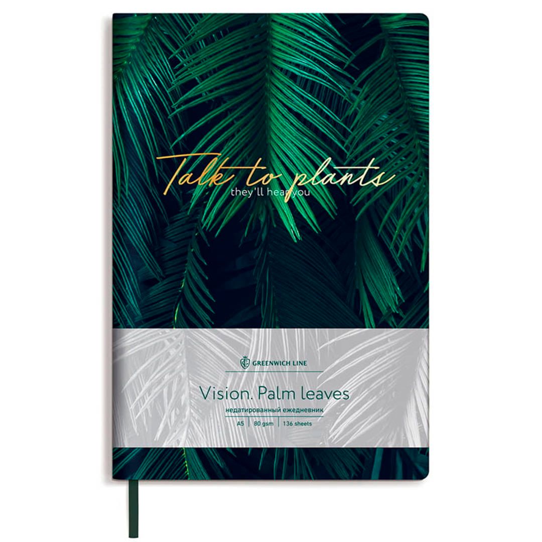 Ежедневник недатированный Greenwich Line "Vision. Palm leaves", A5, 136 л., тиснение фольгой / Ежедневники недатированные №3