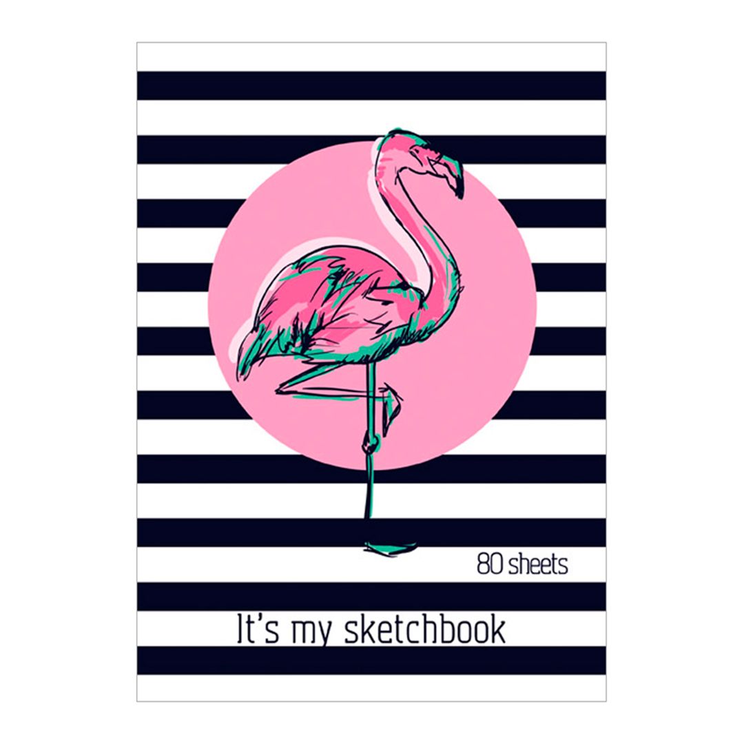Бизнес-блокнот BG "Flamingo sketch", А5, 80 листов, матовая ламинация, в клетку / Блокноты