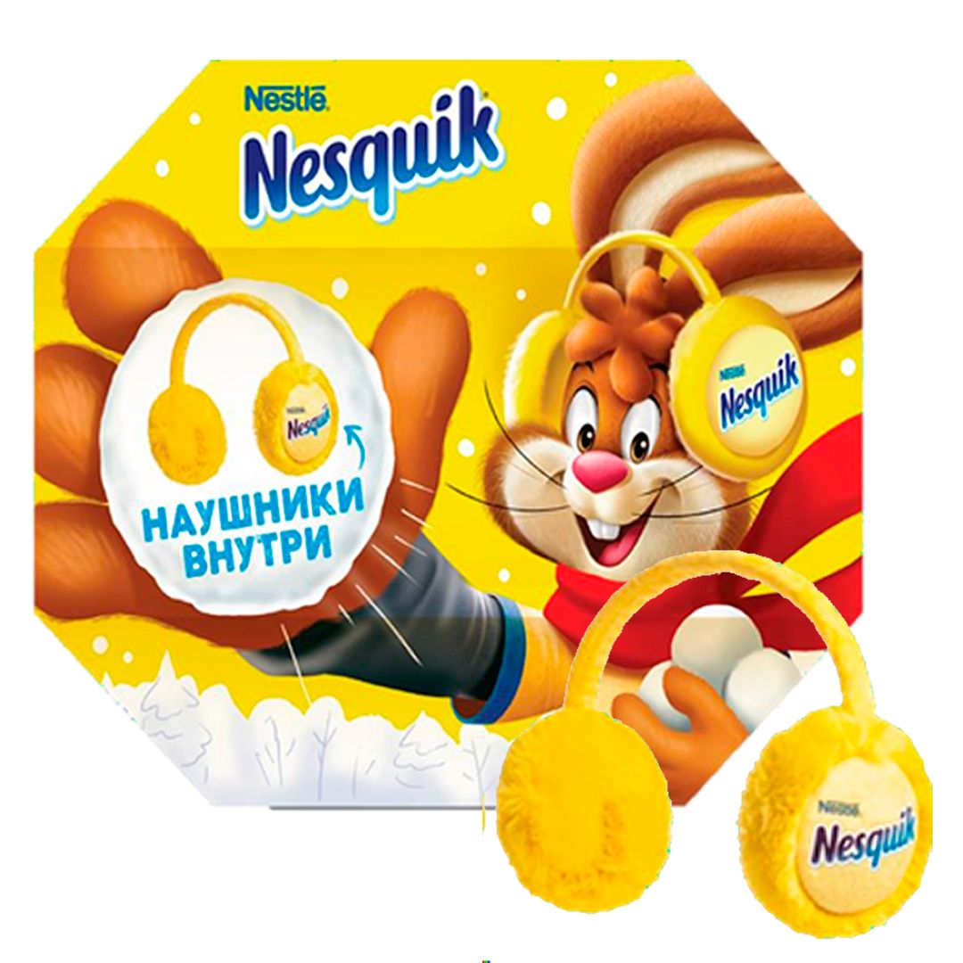 Новогодний подарок Nestle Nesquik, с мягкими наушниками, 192,5 гр / Новогодние подарки