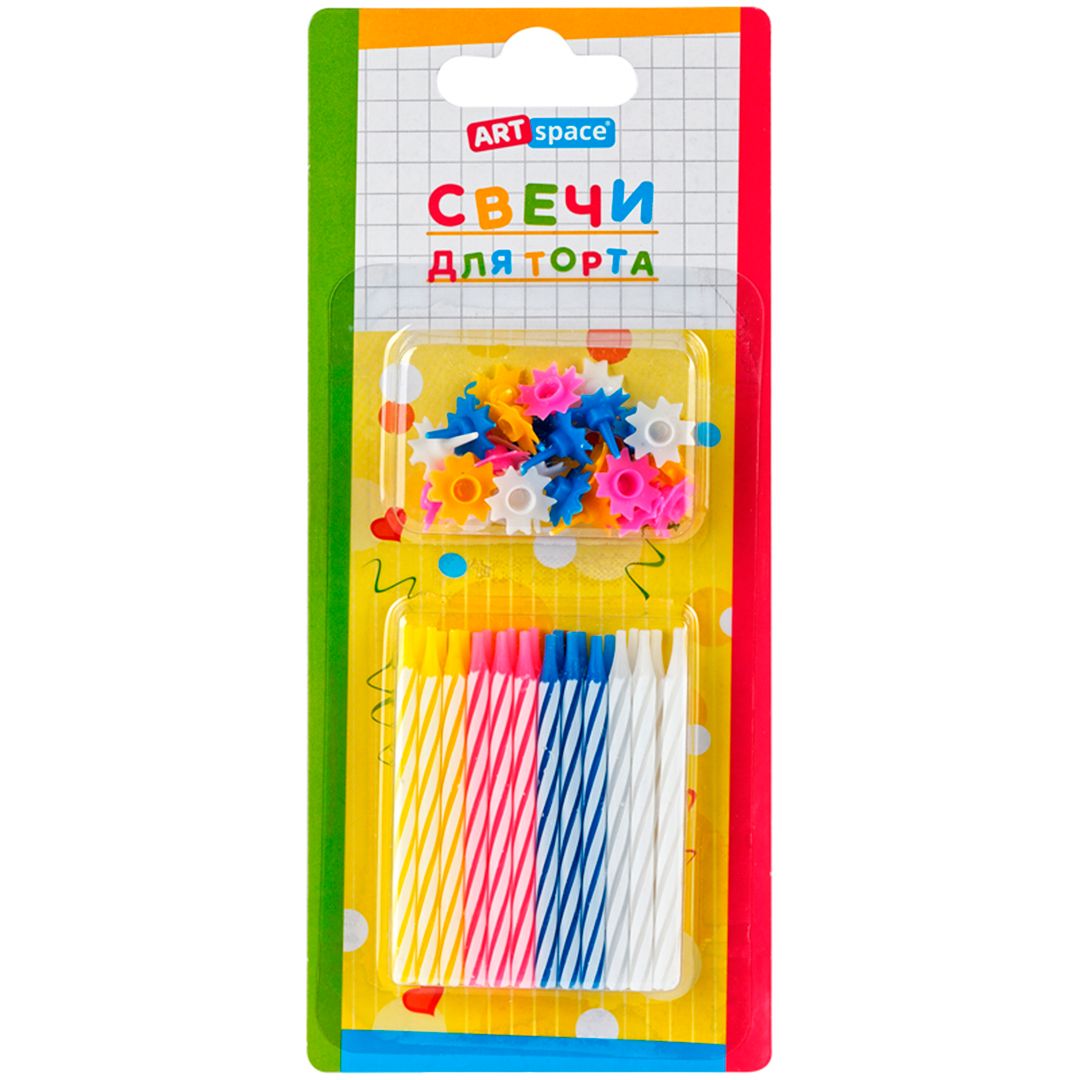 Свечи для торта с держателями ArtSpace "Мини", 2-х цветные, 5,5 см, 24 шт/упак / Упаковка подарков