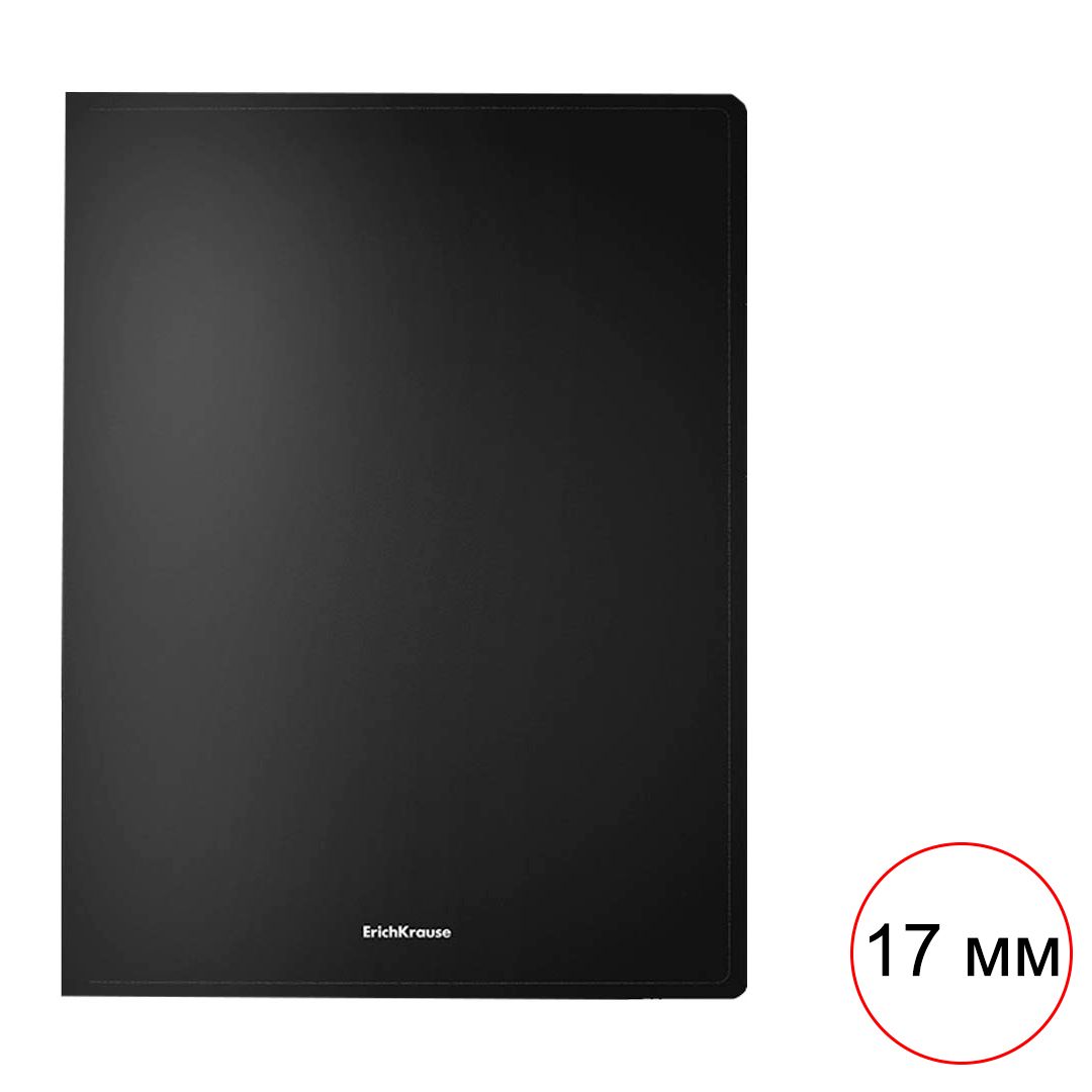 Папка Erich Krause "Classic" с зажимом, A4 формат, корешок 17 мм, черная / Папки с зажимом