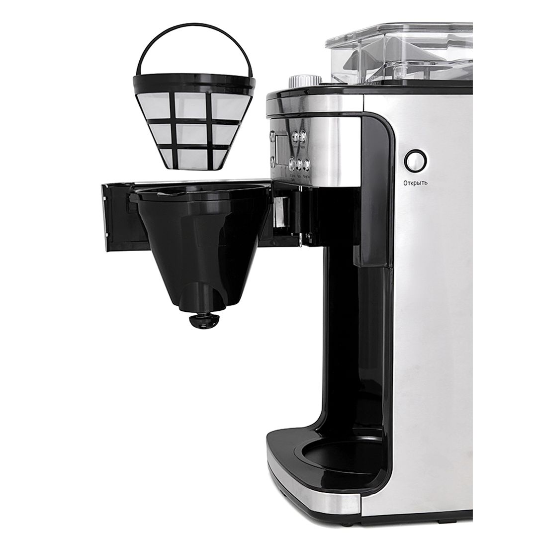 Кофемашина Kitfort KT-705, зерновой и молотый, серо-черная / Кофемашины	 №3