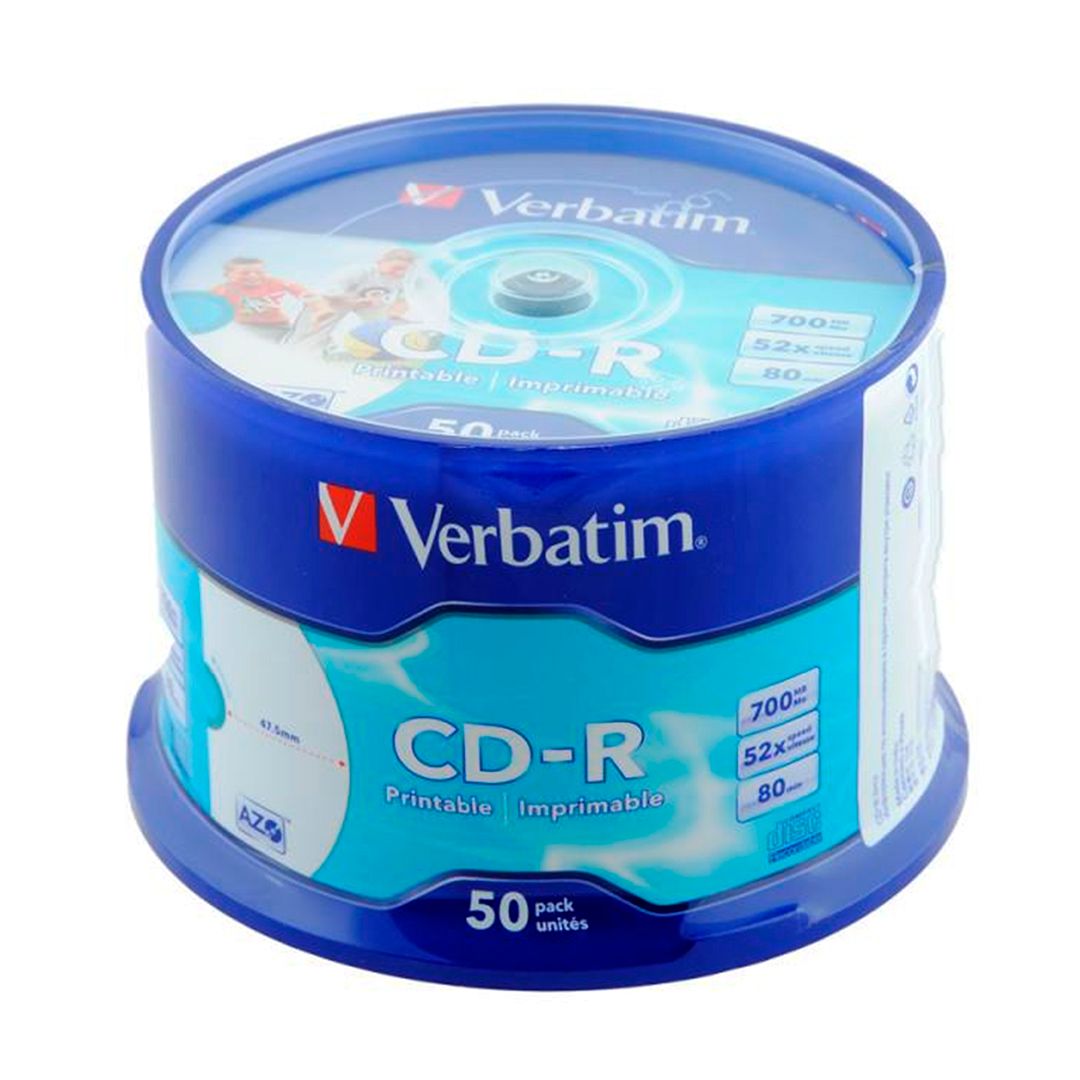 Диск CD-R Verbatim, 700 Mb, 52x, Cake Box, 50 шт/упак / Диски CD/DVD