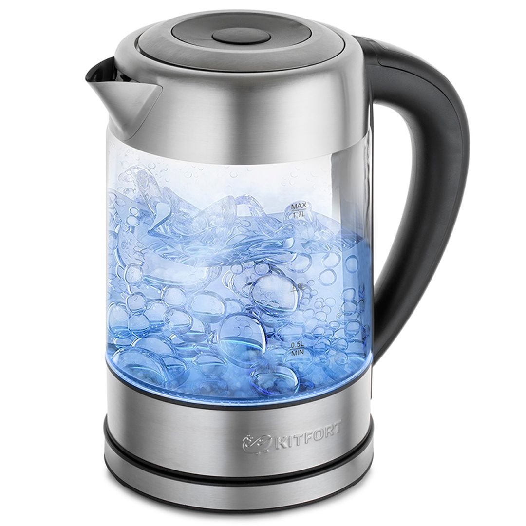 Электрический чайник Kitfort KT-624, 1,7 л, стекло, металл / Чайники	