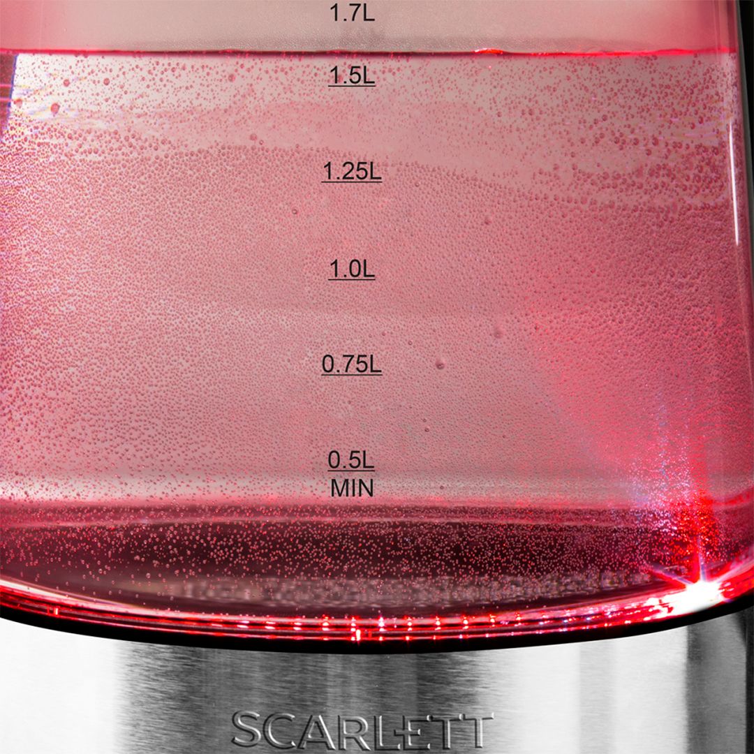 Электрический чайник Scarlett SC-EK27G60, 1,8 л, стекло, черный / Чайники	 №9