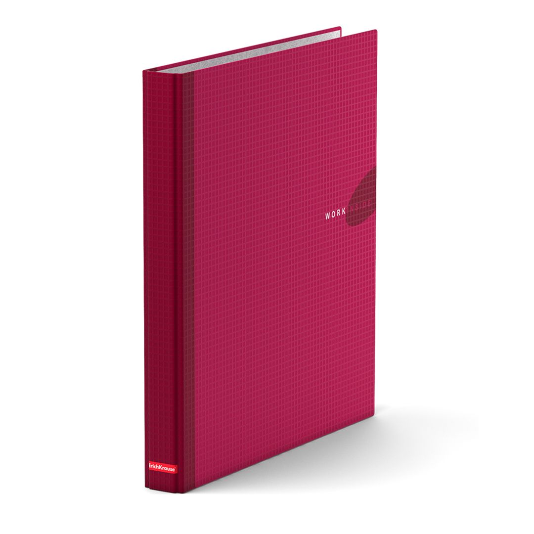 Папка Erich Krause "Work inside", А4 формат, на 4 кольцах, корешок 35 мм, бордовая / Папки на кольцах
