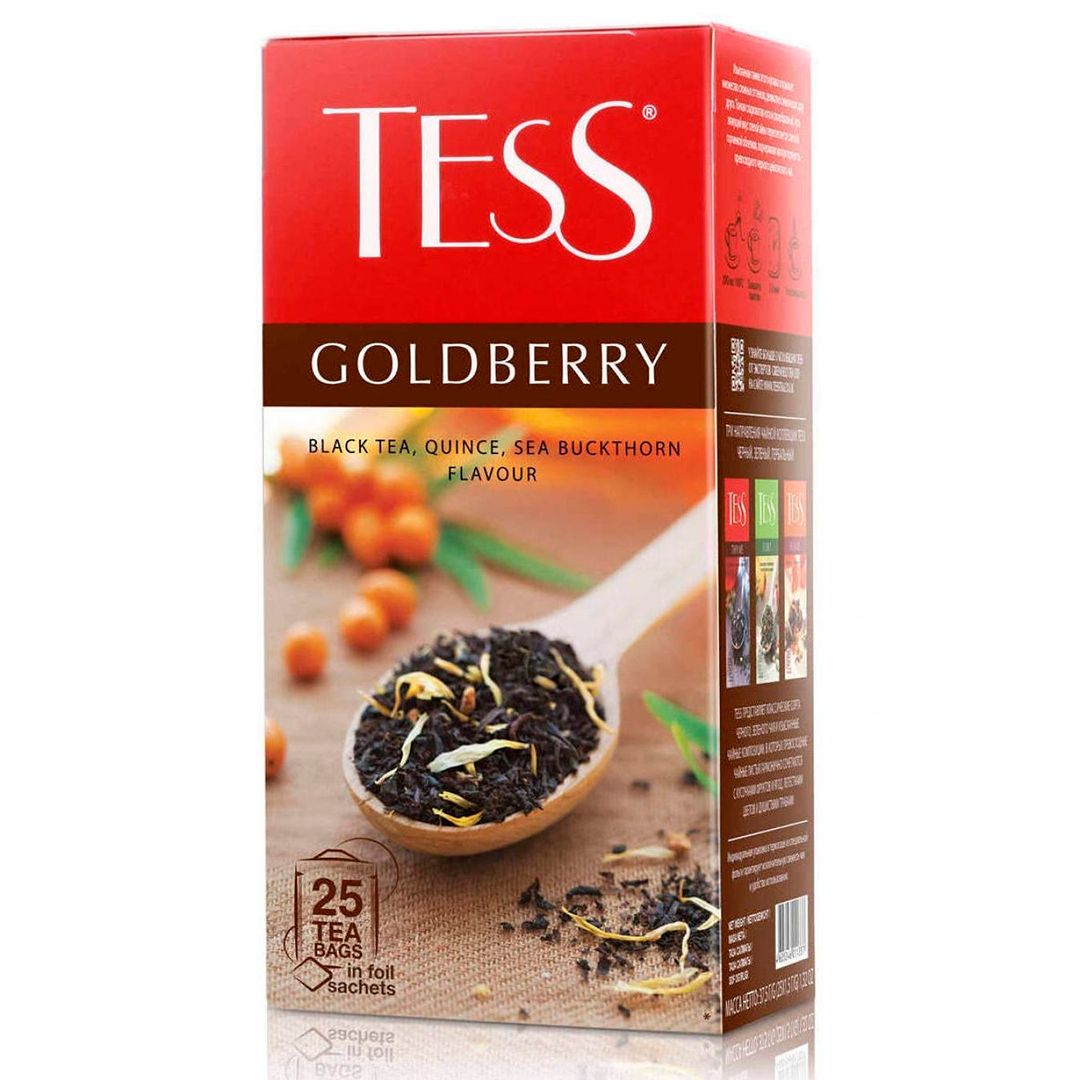 Чай Tess Goldberry, черный, фруктовый, 25 пакетиков / Чай пакетированный