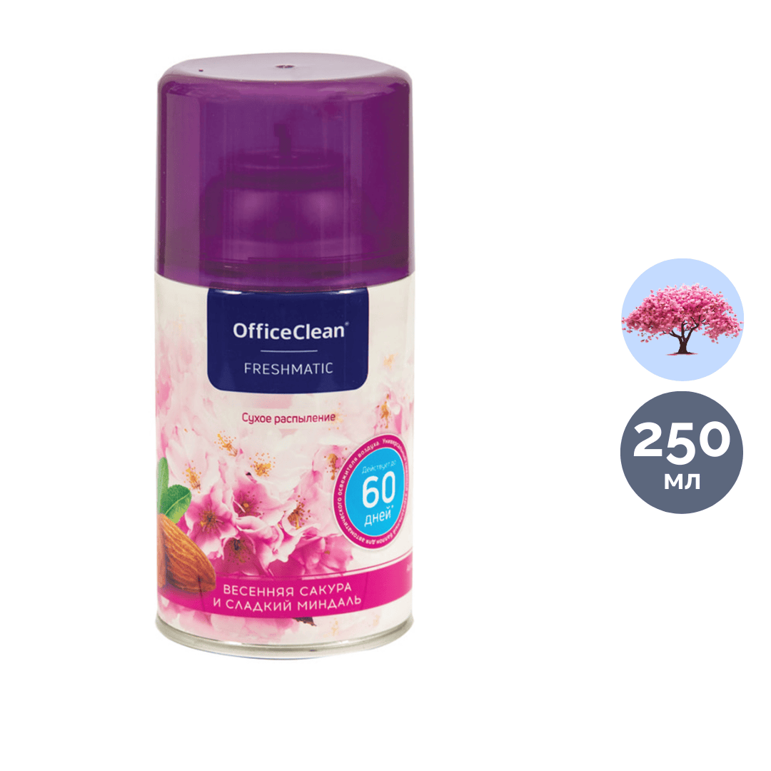 Сменные баллоны OfficeClean "Весенняя сакура и сладкий миндаль", 250 мл / Баллончики для диспенсеров