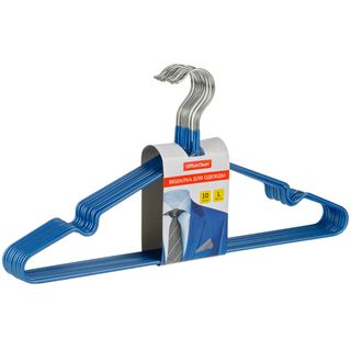 Киім ілгіштер OfficeClean, металл, қаптамада 10 дана, көк / Ілгіштер